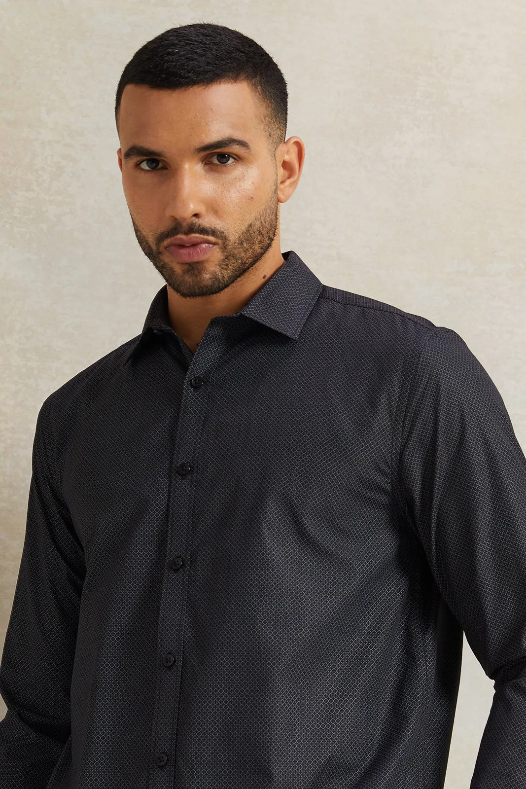 Me Print Black Stand-Up Pack Shirt sold by Redtag product image thumbnail 4
