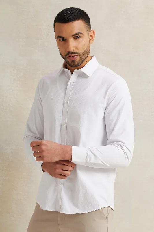 Men White Stand-Up Pack Shirt sold by Redtag