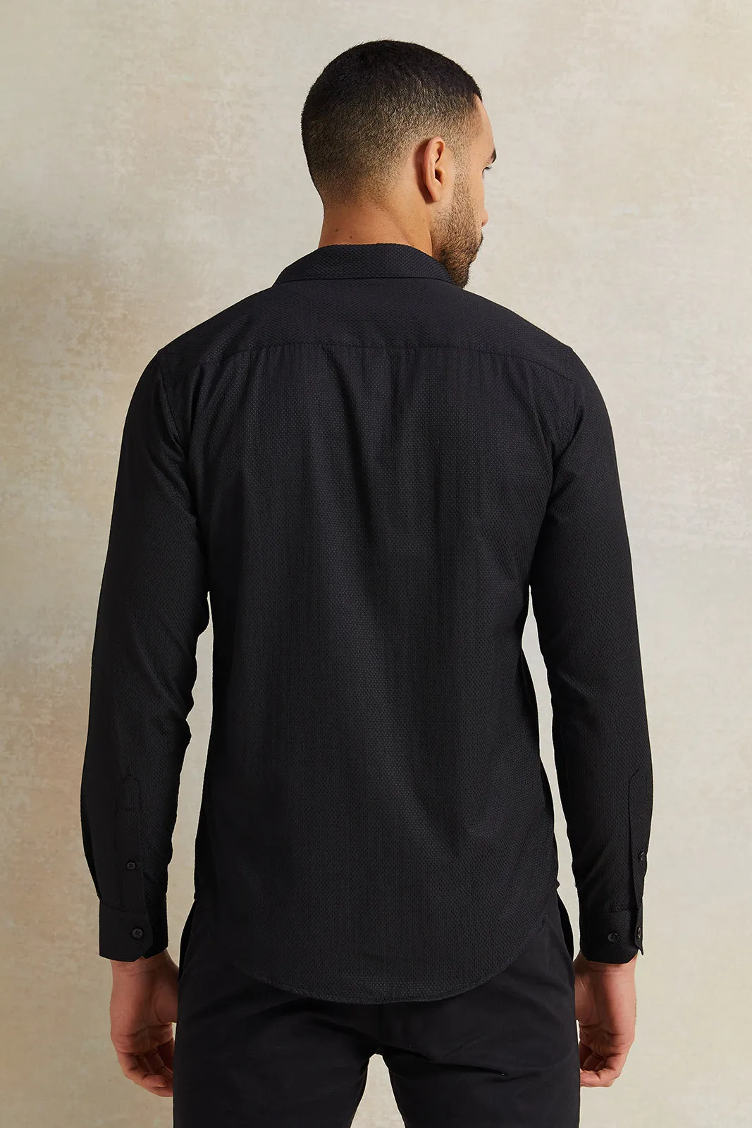 Men Black Stand-Up Pack Shirt sold by Redtag product image thumbnail 3