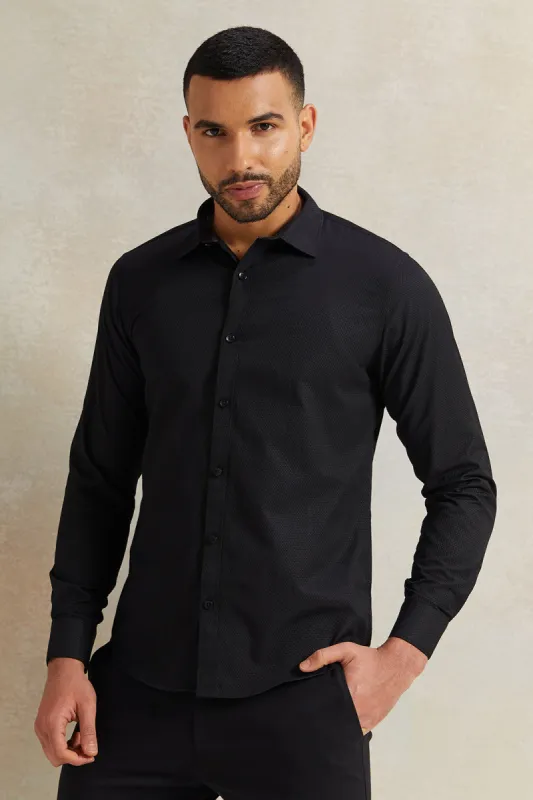 Men Black Stand-Up Pack Shirt made by Redtag