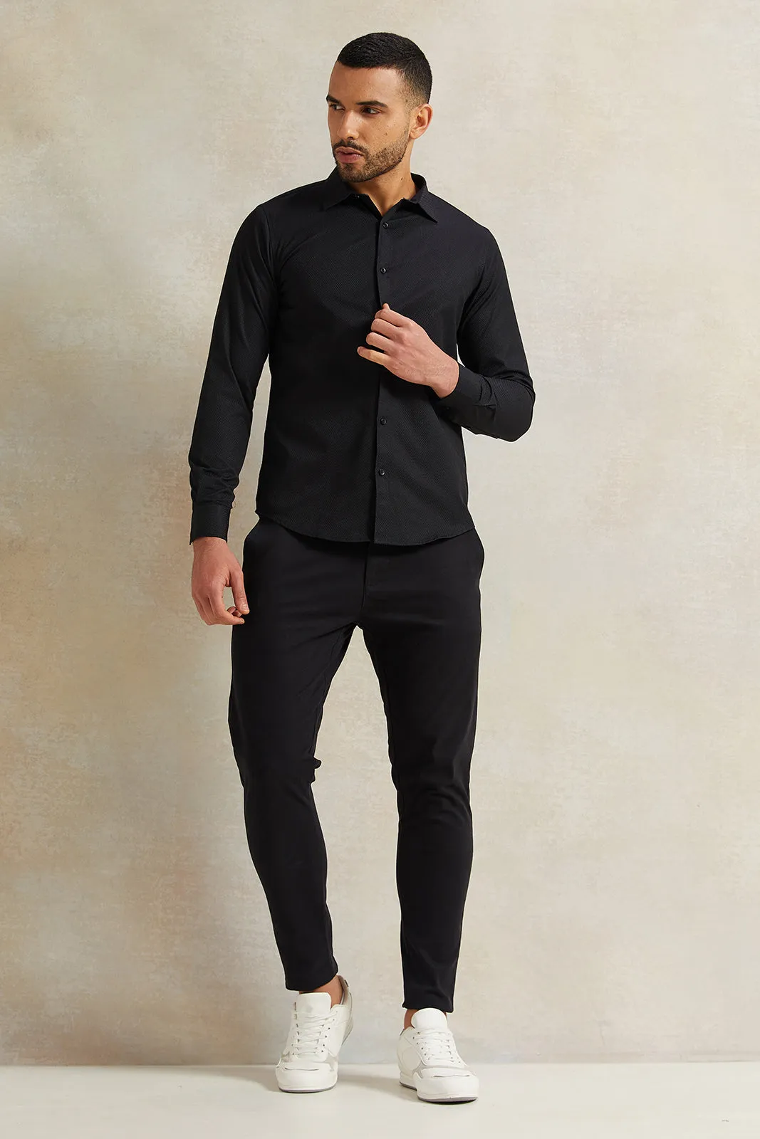 Men Black Stand-Up Pack Shirt sold by Redtag product image thumbnail 2