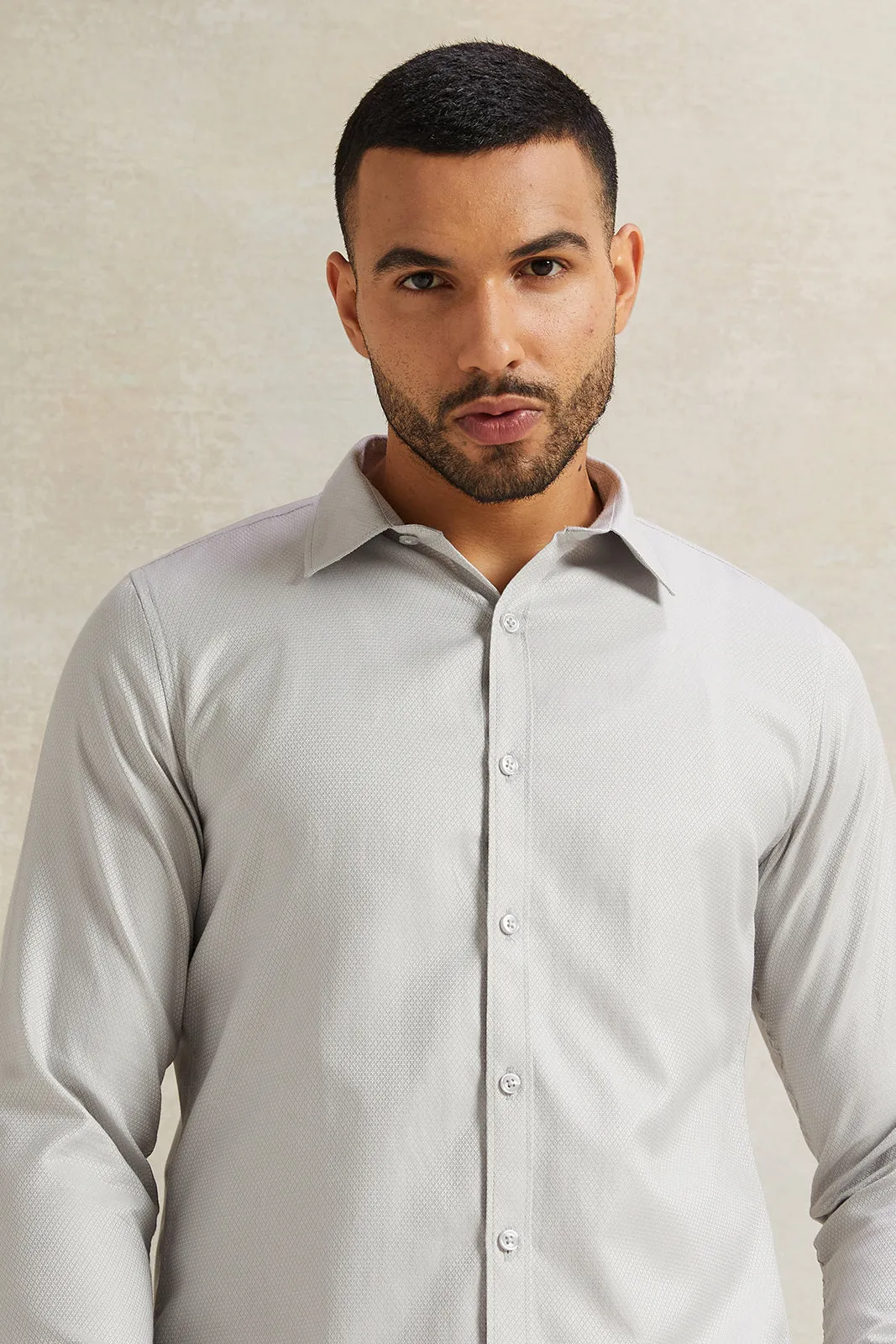 Men Grey Stand-Up Pack Shirt sold by Redtag product image thumbnail 4