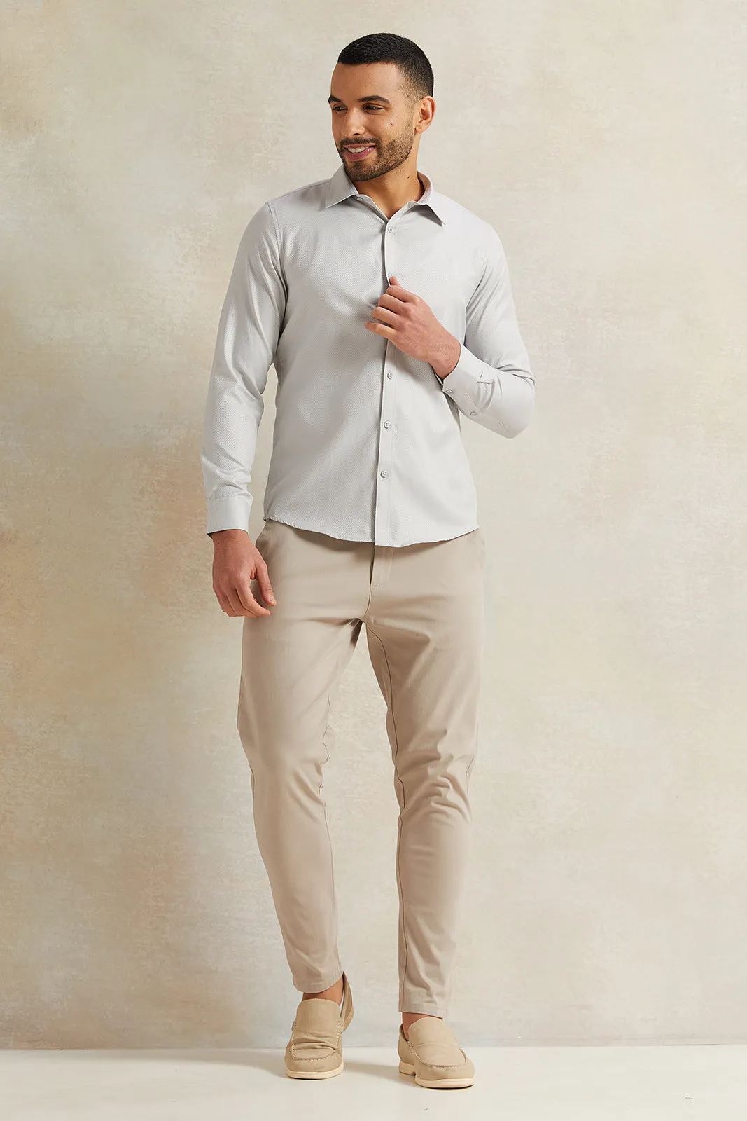 Men Grey Stand-Up Pack Shirt sold by Redtag product image thumbnail 2