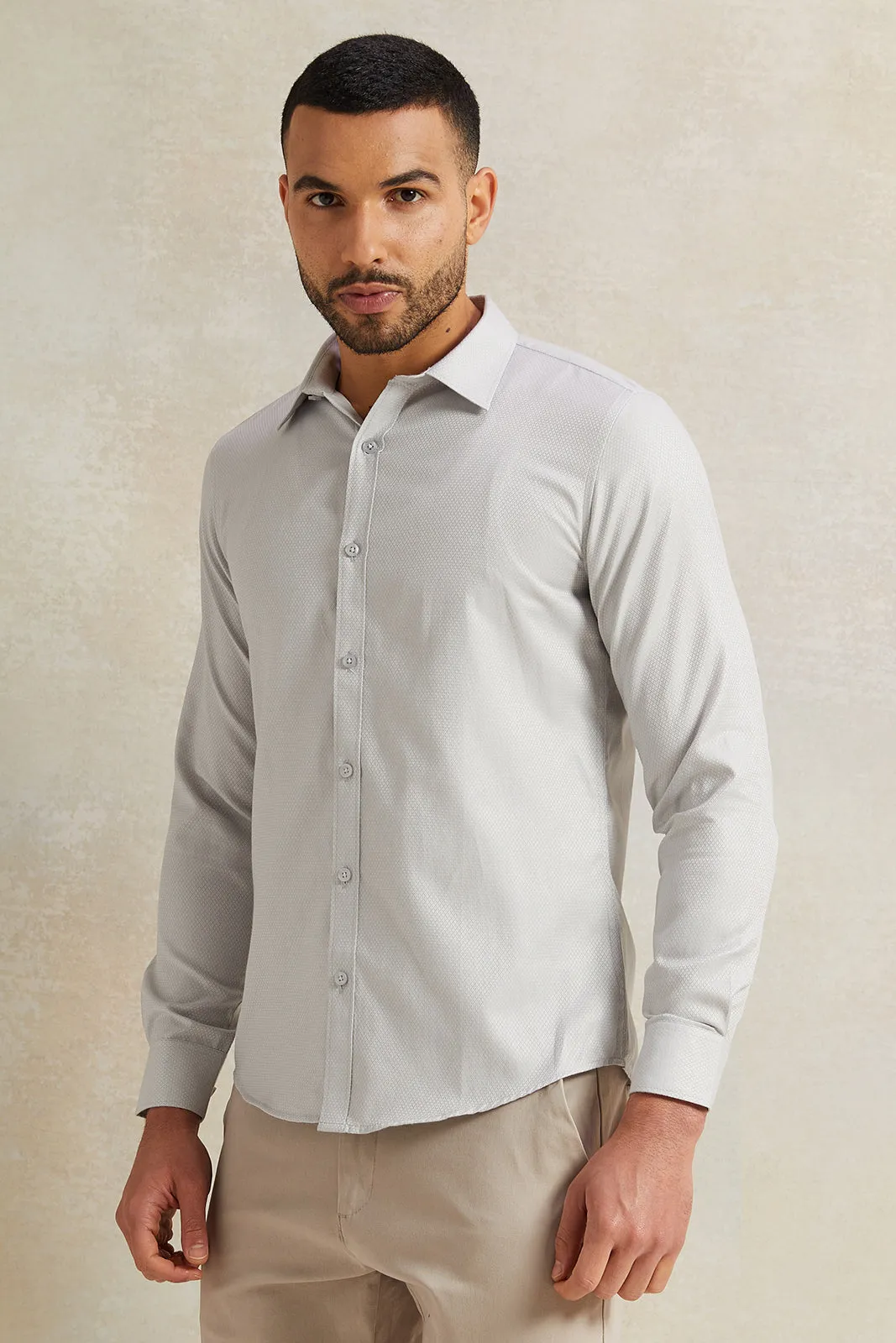 Men Grey Stand-Up Pack Shirt sold by Redtag