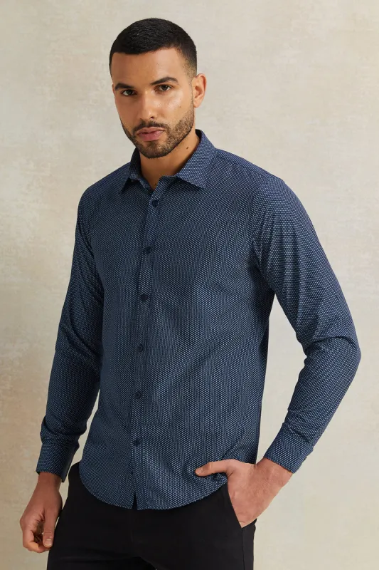 Men Navy Stand-Up Pack Shirt sold by Redtag