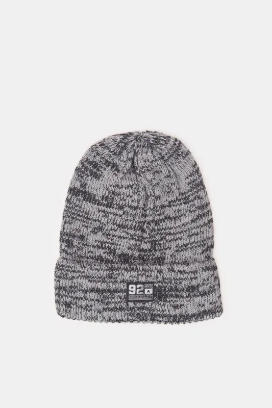 Men Grey Printed Knitted Cap sold by Redtag