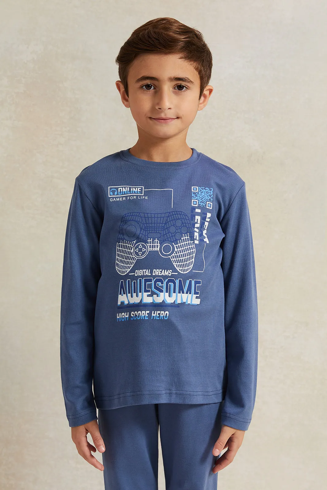 Boys Blue Printed Pyjama Set (2 Piece) sold by Redtag product image thumbnail 2