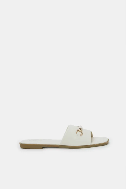 Women Ivory Sandal With Trim sold by Redtag