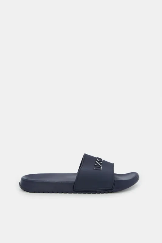 Men Navy Embossed Slide sold by Redtag