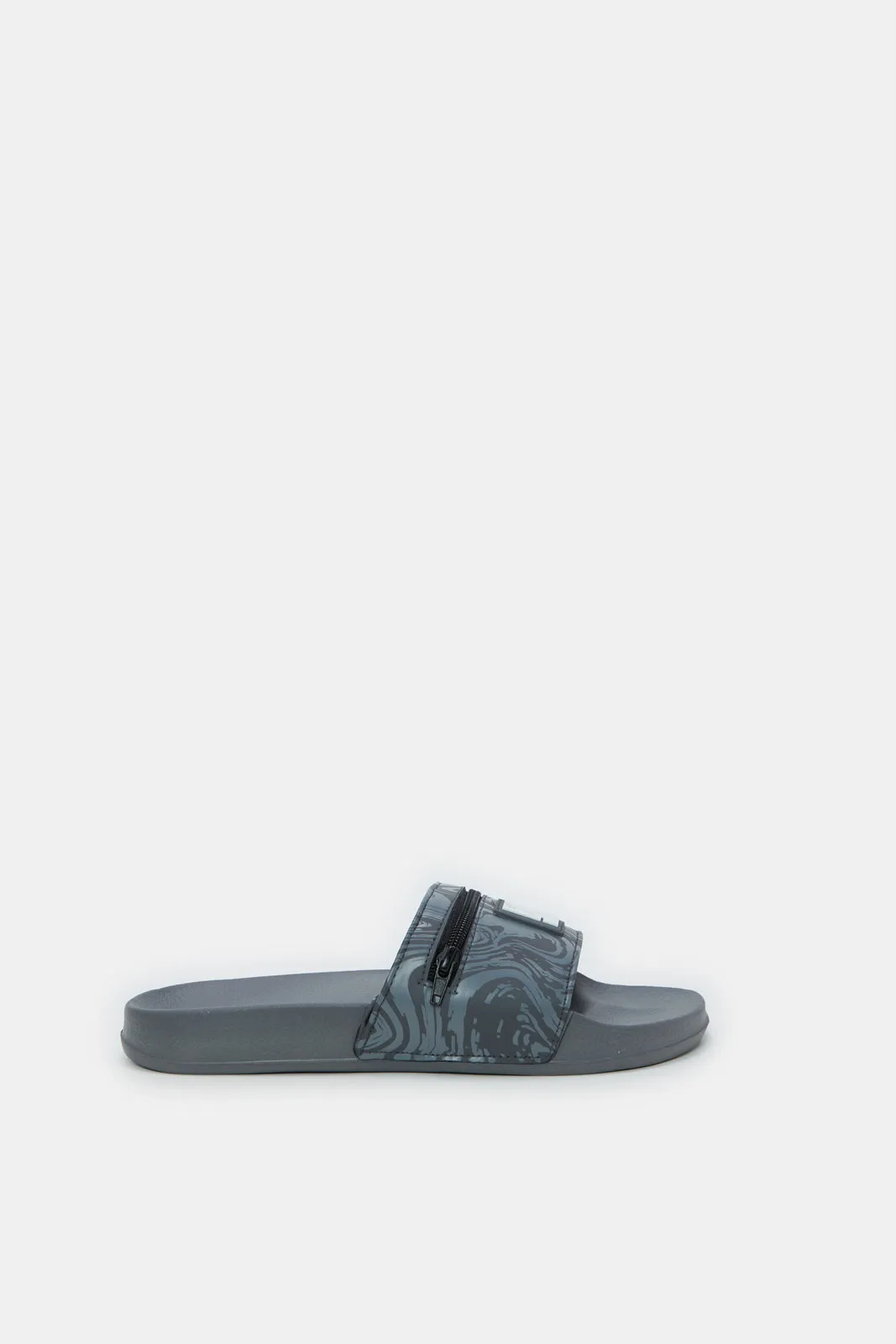 Men Black Slide With Zipper sold by Redtag