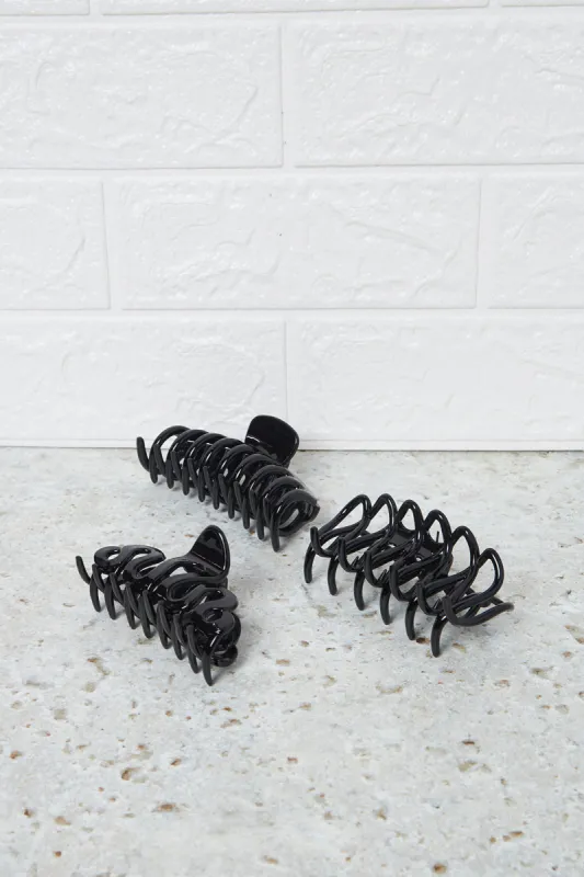Women Black Solid Hair Claw Set (3 Piece) sold by Redtag