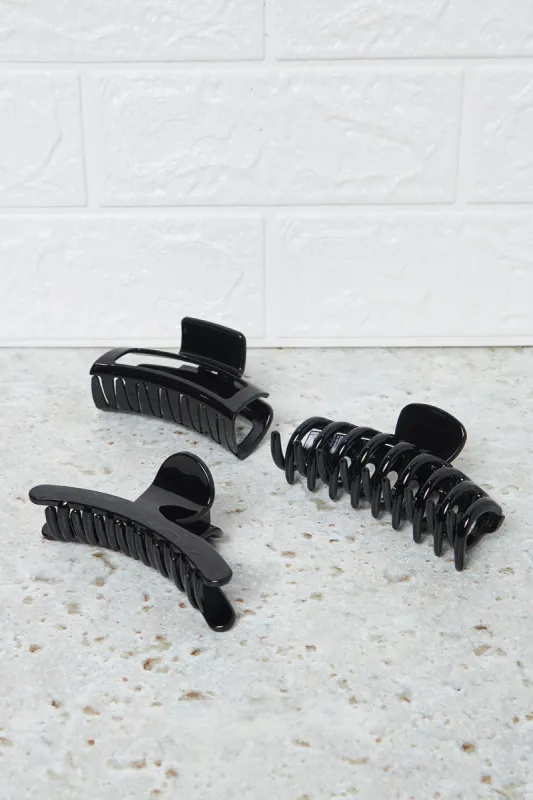 Women Black Solid Hair Claw Set (3 Piece) sold by Redtag