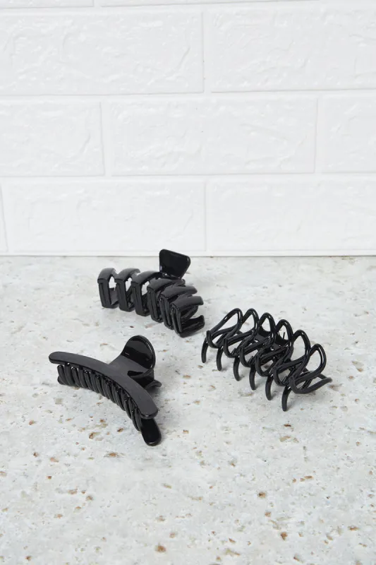Women Black Solid Hair Claw Set (3 Piece) sold by Redtag