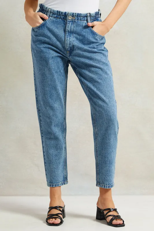 Women Blue Paper Bag Jeans sold by Redtag