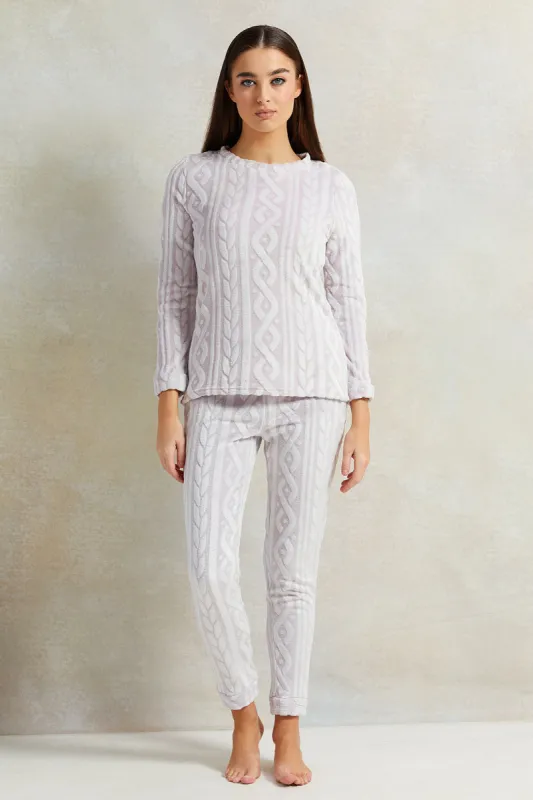 Women Ivory Textured Pyjama Set (2 Piece) sold by Redtag