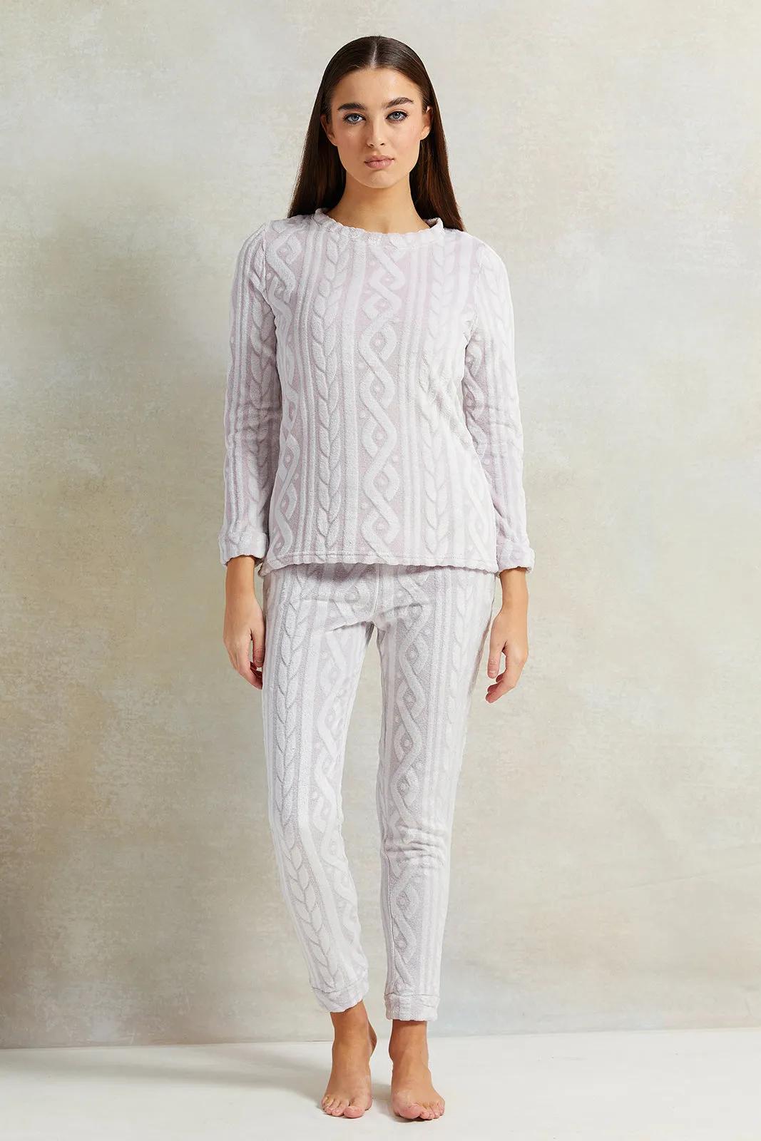 Women Ivory Textured Pyjama Set (2 Piece) sold by Redtag