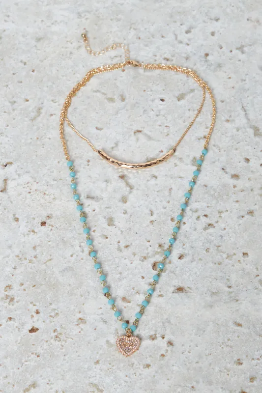 Women Gold And Blue With Pendant Necklace sold by Redtag