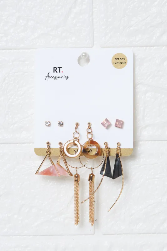 Women Gold Embellished Earring Pack (6 Pairs) sold by Redtag