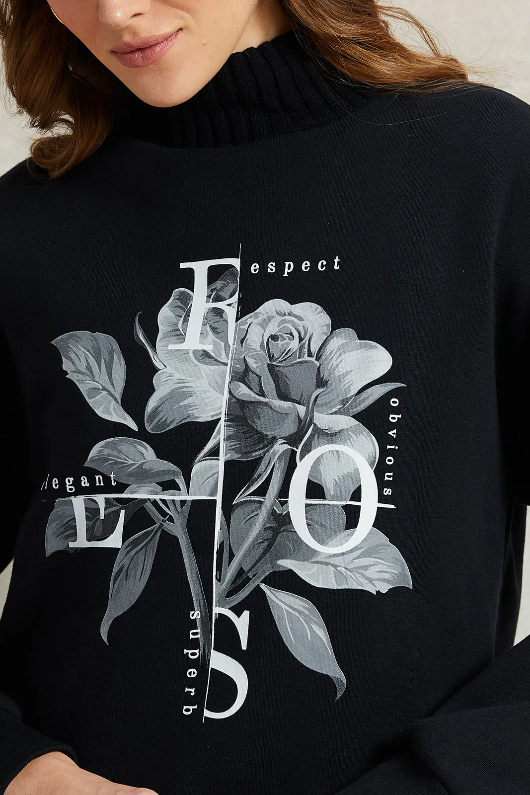 Women Black Printed Sweatshirt sold by Redtag product image thumbnail 4