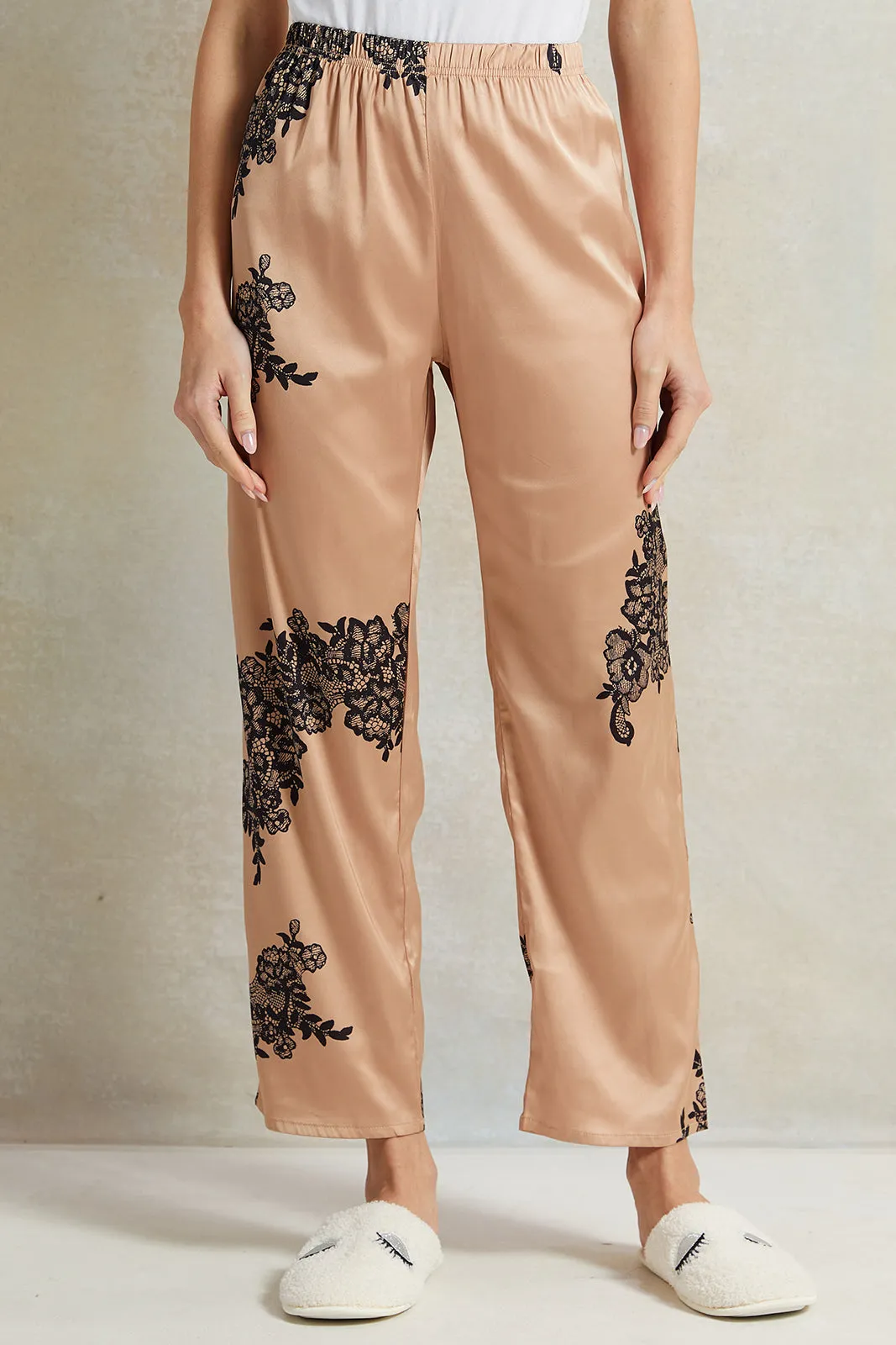 Women Gold Satin Classic Pyjama Set (2 Piece) sold by Redtag product image thumbnail 3