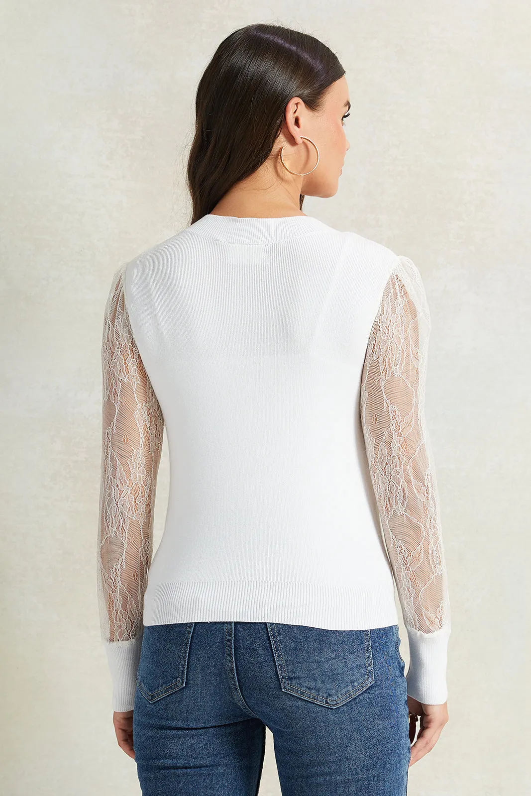 Women White Sheer Sleeve Top sold by Redtag product image thumbnail 3