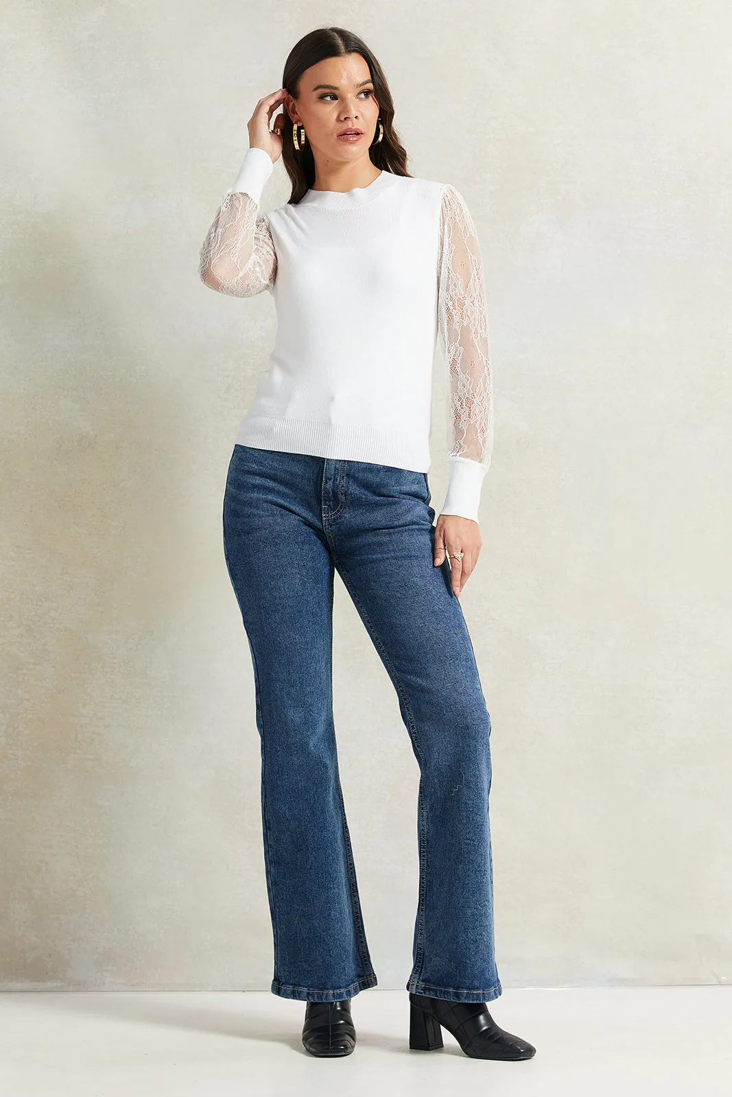 Women White Sheer Sleeve Top sold by Redtag product image thumbnail 2