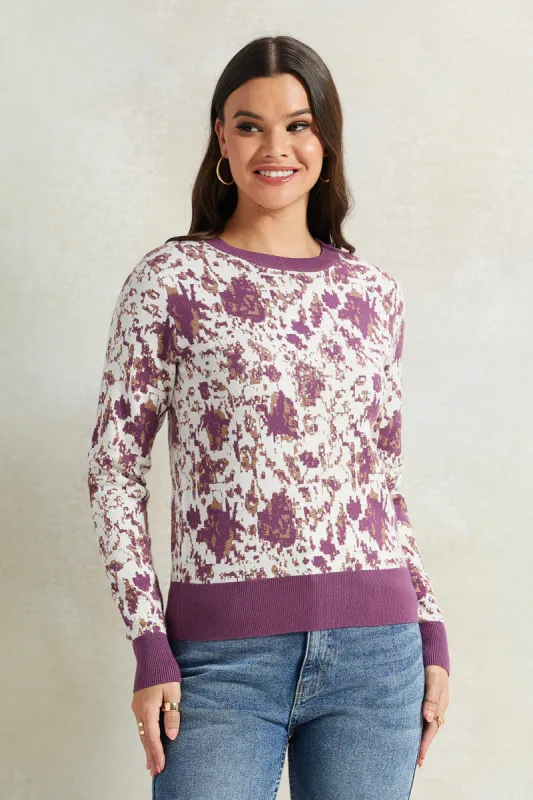 Women Pink Floral Printed With Lurex Sweatshirt sold by Redtag