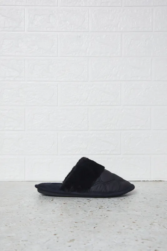 Women Black Quilted Closed Toe Slipper sold by Redtag