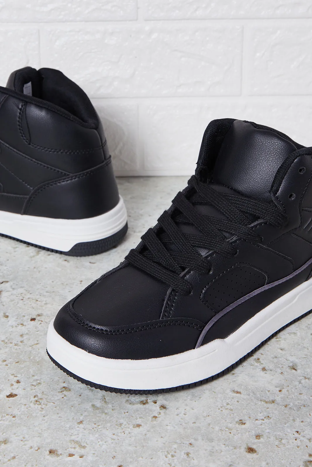 Senior Boys Black Material Block Hightop Sneakers sold by Redtag product image thumbnail 3