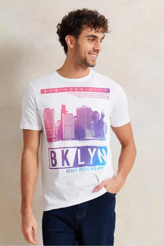 Men White Graphic T-Shirt sold by Redtag
