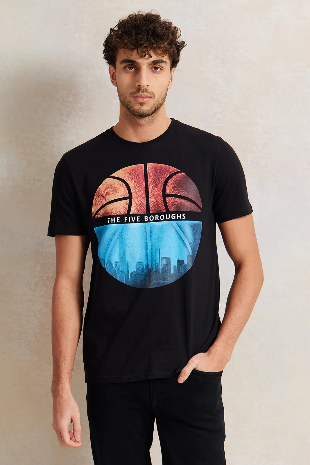 Men Black Graphic T-Shirt sold by Redtag
