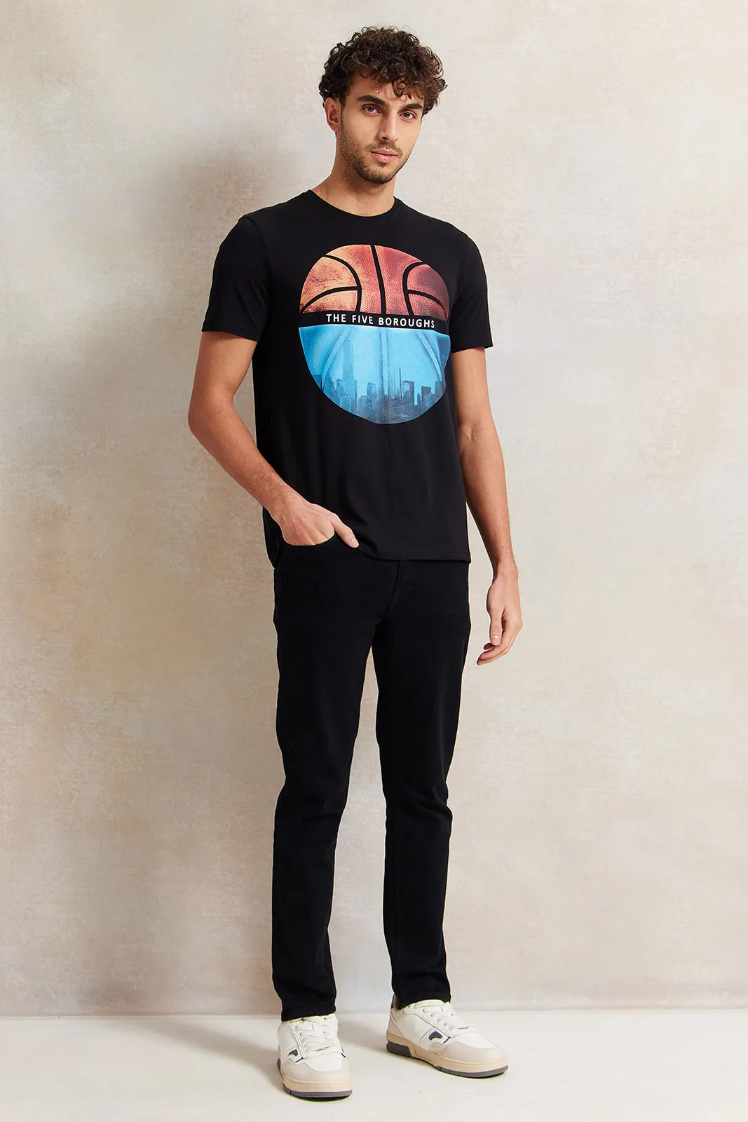 Men Black Graphic T-Shirt sold by Redtag product image thumbnail 2