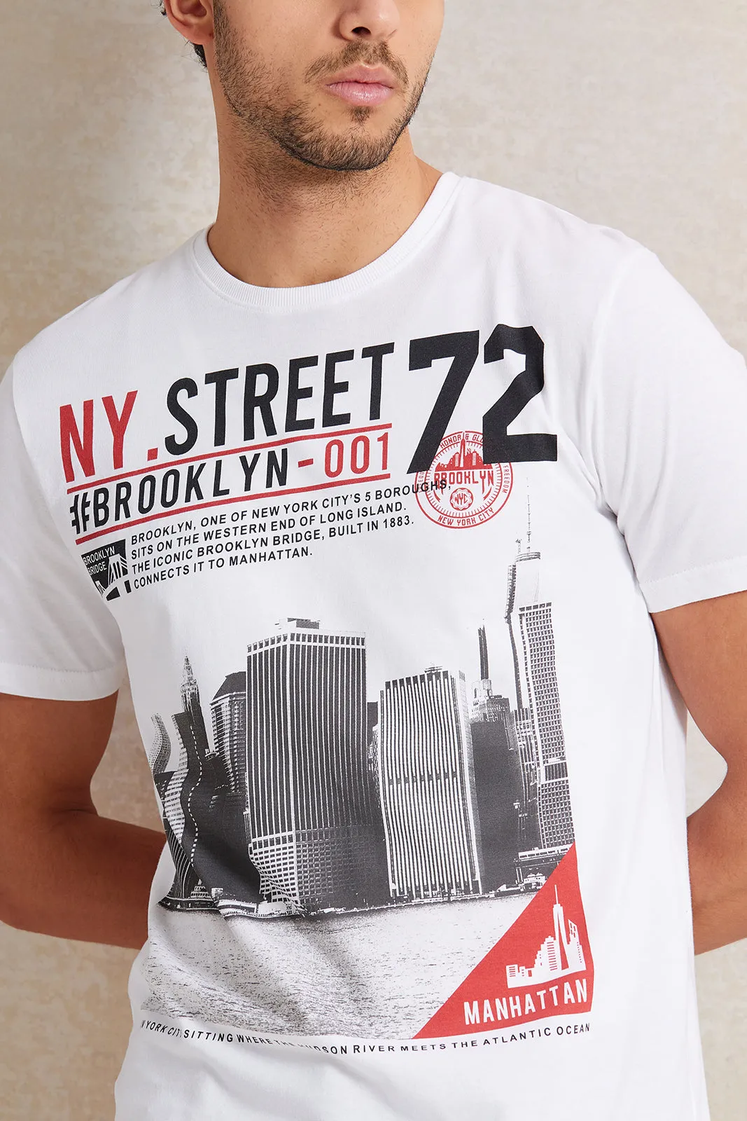 Men White Graphic T-Shirt sold by Redtag product image thumbnail 4