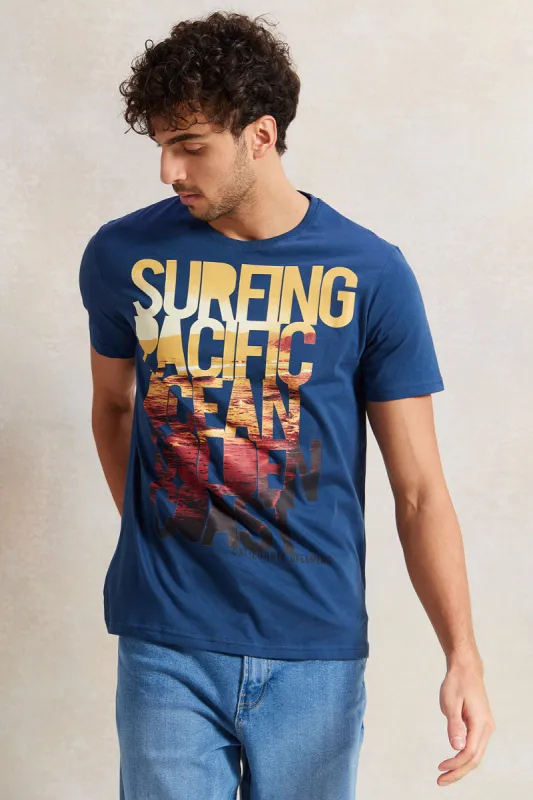 Men Blue Graphic T-Shirt sold by Redtag