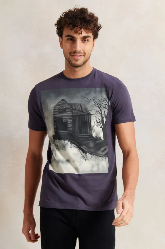 Men Charcoal Graphic T-Shirt sold by Redtag