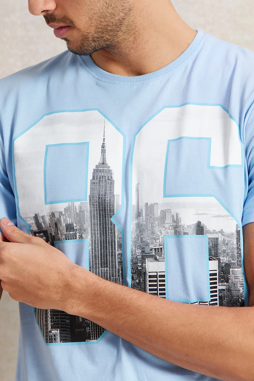 Men Blue Graphic T-Shirt sold by Redtag product image thumbnail 4