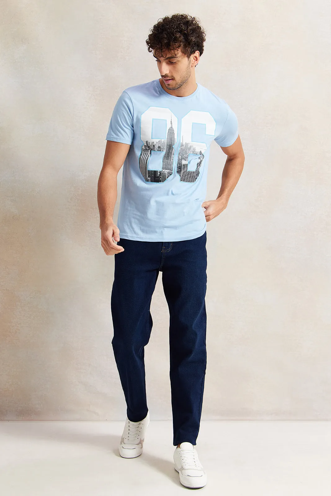 Men Blue Graphic T-Shirt sold by Redtag product image thumbnail 2