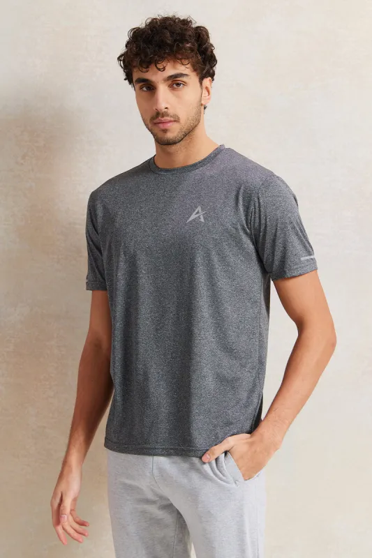 Men Grey Printed Active T-Shirt sold by Redtag