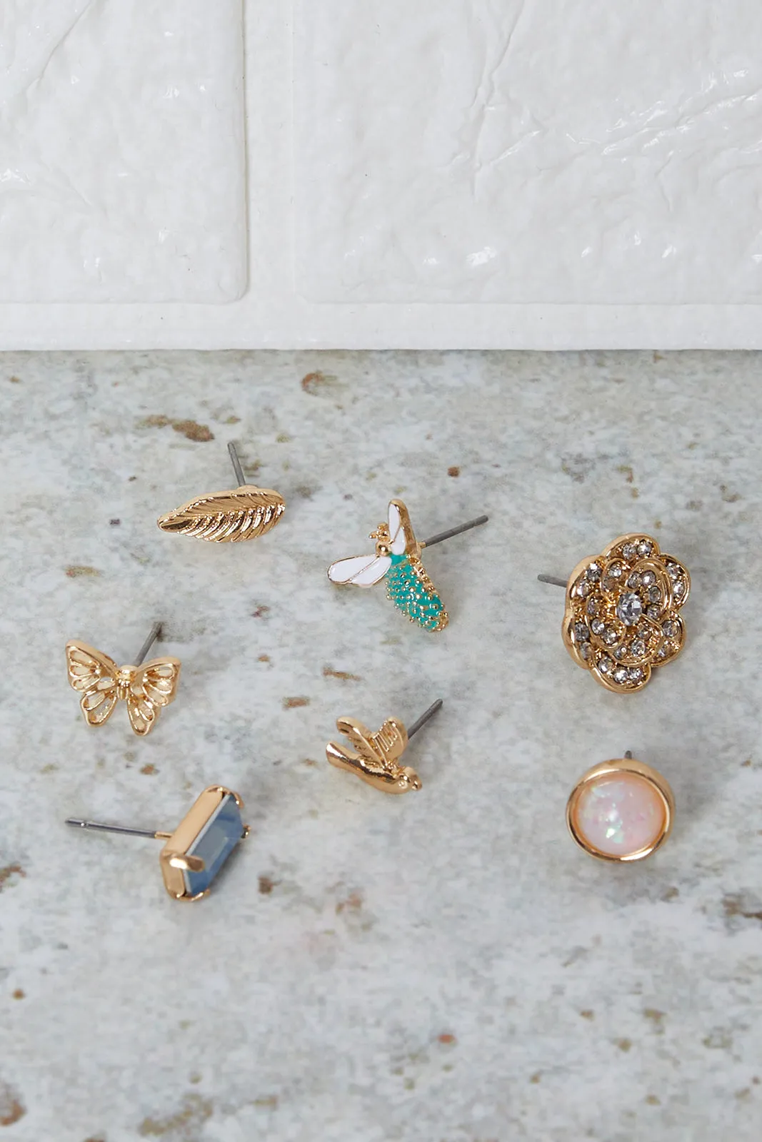 Women Gold Embellished Earring Set (8 Pairs) sold by Redtag product image thumbnail 2