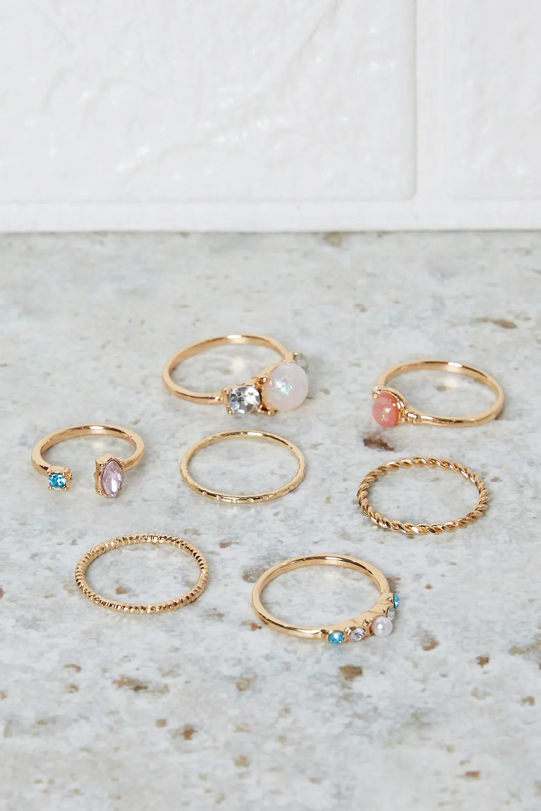 Women Gold Embellished Ring Set (Pack of 7) sold by Redtag product image thumbnail 3