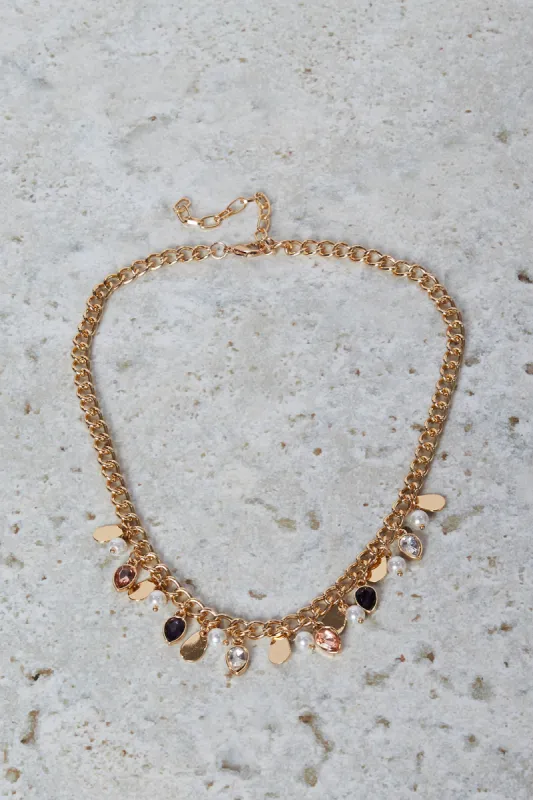 Women Gold Embellished Necklace sold by Redtag