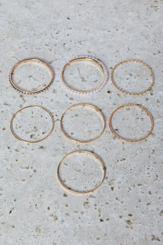 Women Gold Embellished Bracelet Set (Pack of 6) sold by Redtag