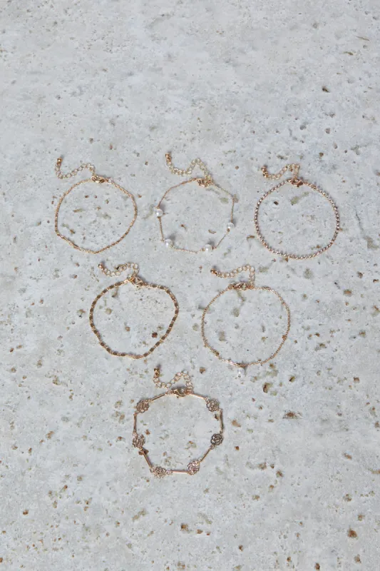 Women Gold Embellished Bracelet Set (Pack of 6) sold by Redtag