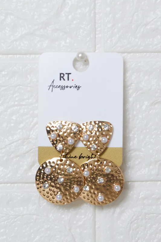 Women Gold Embellished Earrings sold by Redtag