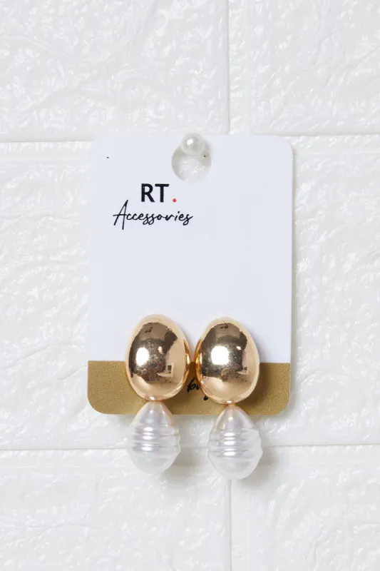 Women Gold Pearl Earrings sold by Redtag