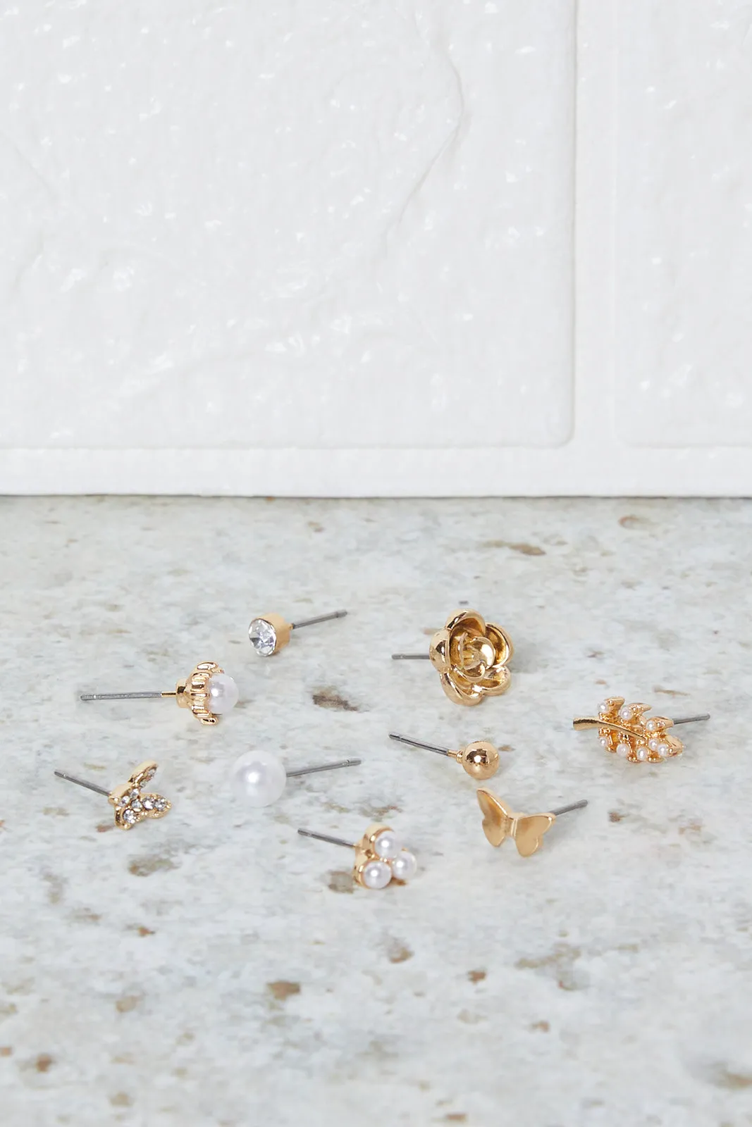 Women Gold Embellished Studs (9 Pairs) sold by Redtag product image thumbnail 2