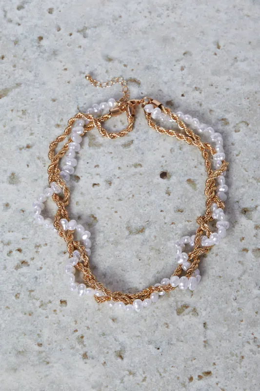 Women Gold Pearls Necklace sold by Redtag