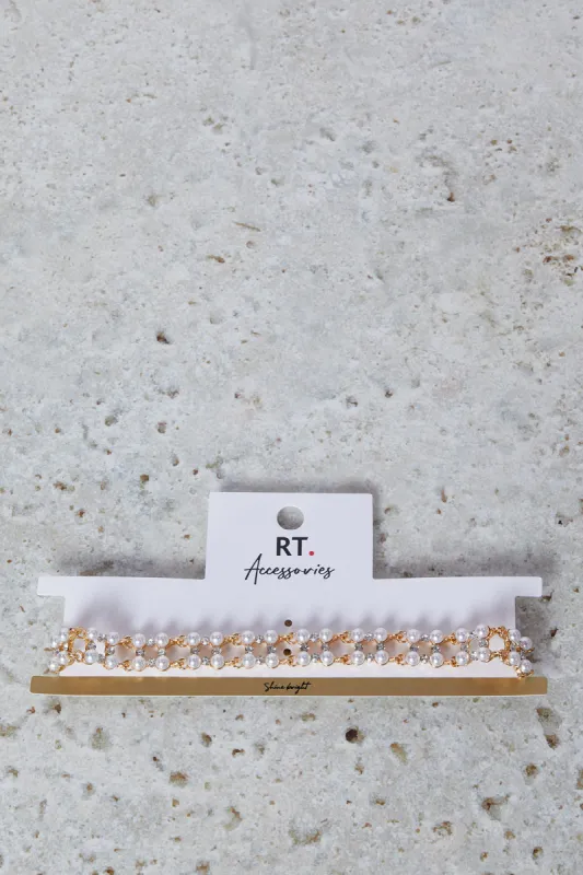 Women Gold Pearls Necklace sold by Redtag