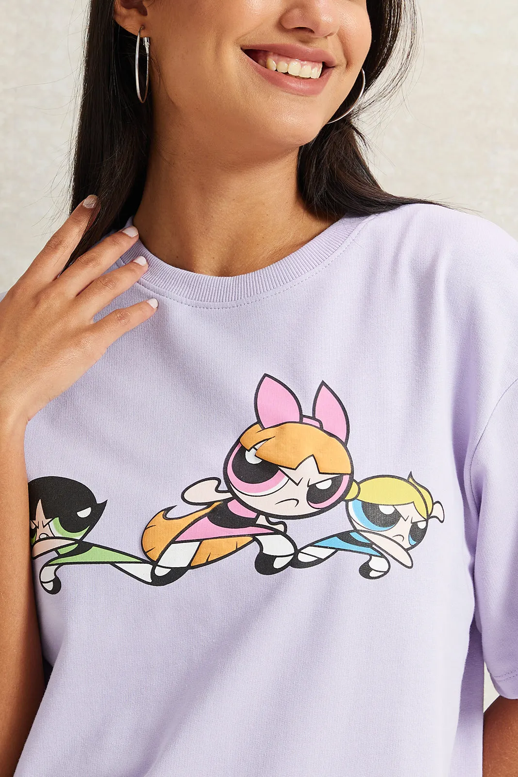 Women Lilac Power Puff Printed T-Shirt sold by Redtag product image thumbnail 4