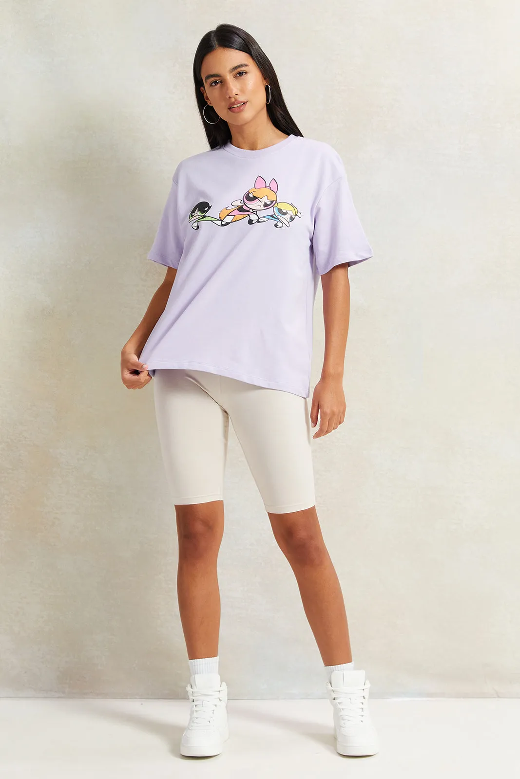 Women Lilac Power Puff Printed T-Shirt sold by Redtag product image thumbnail 2